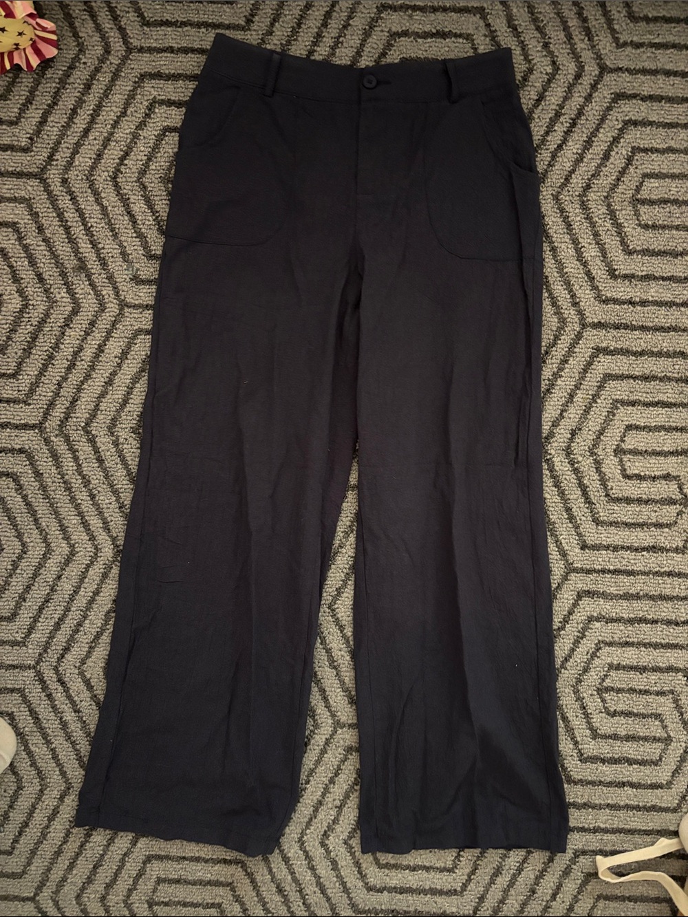 Casual Wide-Leg Pants - Navy